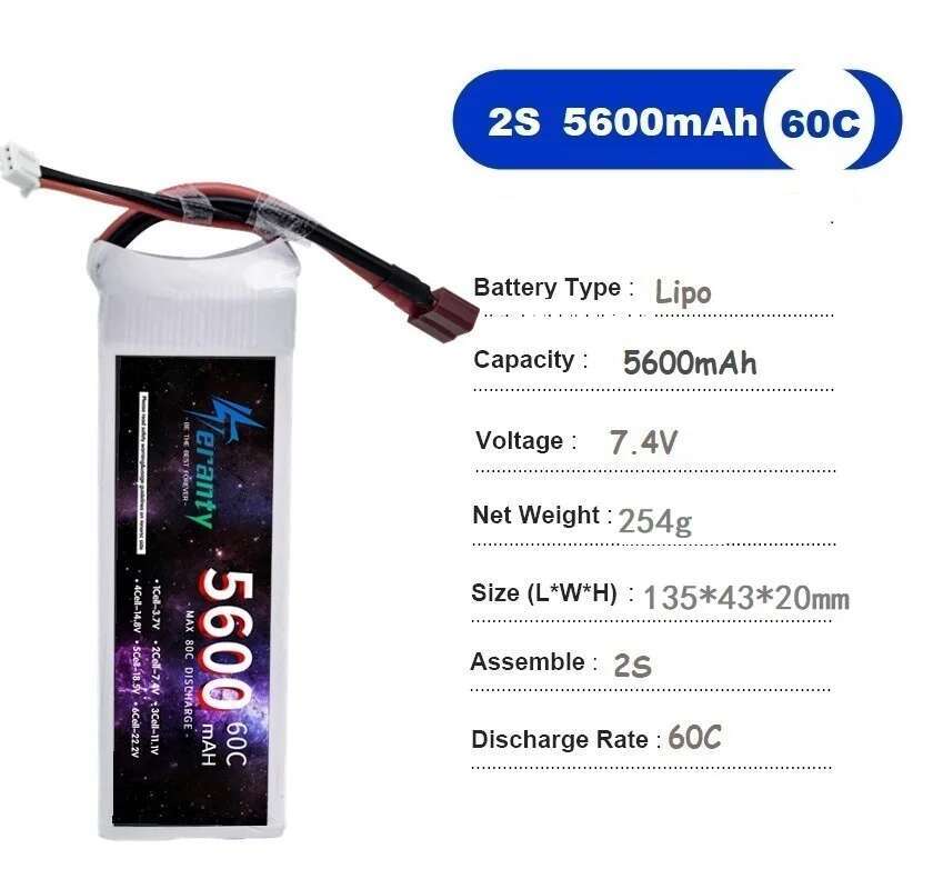 TERANTY 5600MAH 60C 2S 3S 4S 6 - مراجعة Drone Battery 4S وسعره